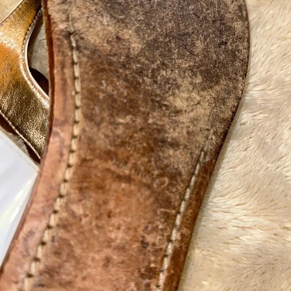 Prada white with tortoise shell chain sandals | Sz 39.5 - Picture 5 of 7